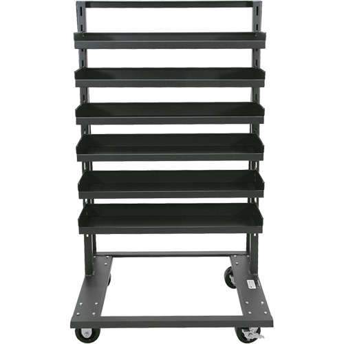 Chariot &agrave; cadre en A robuste &agrave; un c&ocirc;t&eacute; avec 6 plateaux &agrave; rebords, 38" x 25" x 63", Capacit&eacute; 2500 lb Equipex