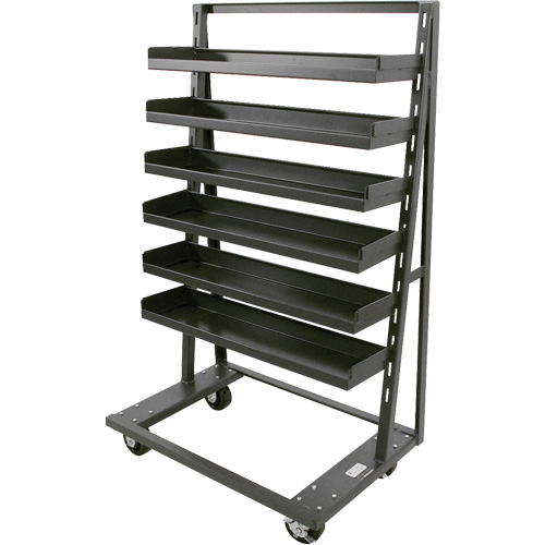 Chariot &agrave; cadre en A robuste &agrave; un c&ocirc;t&eacute; avec 6 plateaux &agrave; rebords, 38" x 25" x 63", Capacit&eacute; 2500 lb Equipex