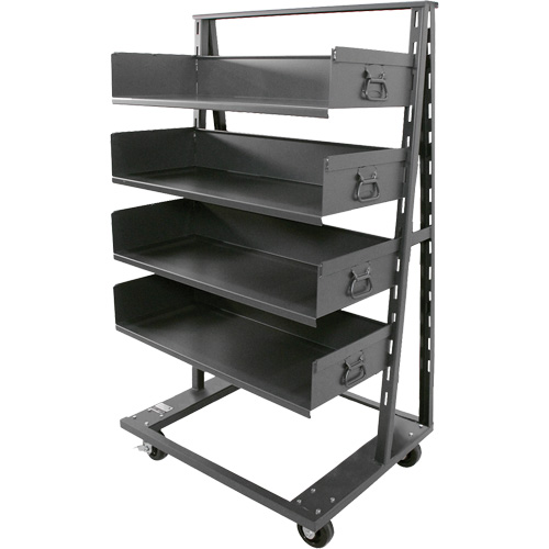 Chariot &agrave; cadre en A robuste &agrave; un c&ocirc;t&eacute; avec 4 grands plateaux, 38" x 25" x 63", Capacit&eacute; 2500 lb Equipex
