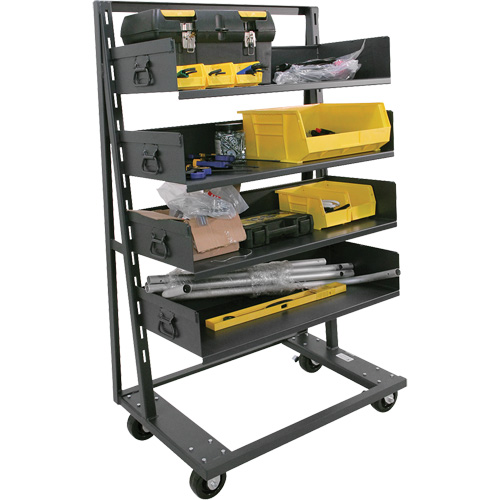 Chariot &agrave; cadre en A robuste &agrave; un c&ocirc;t&eacute; avec 4 grands plateaux, 38" x 25" x 63", Capacit&eacute; 2500 lb Equipex