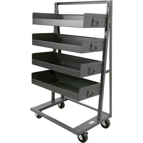 Chariot &agrave; cadre en A robuste &agrave; un c&ocirc;t&eacute; avec 4 grands plateaux &agrave; rebord, 38" x 25" x 63", Capacit&eacute; 2500 lb Equipex