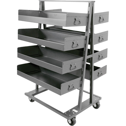 Chariot &agrave; cadre en A robuste &agrave; deux c&ocirc;t&eacute;s avec 8 grands plateaux &agrave; rebords, 38" x 30" x 63", Capacit&eacute; 2500 lb Equipex