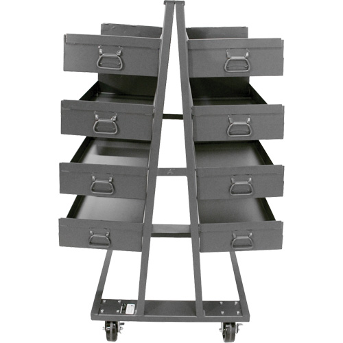 Chariot &agrave; cadre en A robuste &agrave; deux c&ocirc;t&eacute;s avec 8 grands plateaux &agrave; rebords, 38" x 30" x 63", Capacit&eacute; 2500 lb Equipex