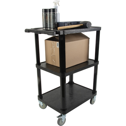 Chariot utilitaire avec tablette plate, 3 tiers, 18-1/8" x 37-3/8" x 27-3/4", Capacit&eacute; 330 lb Equipex