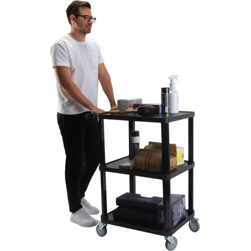 Chariot utilitaire avec tablette plate, 3 tiers, 18-1/8" x 37-3/8" x 27-3/4", Capacit&eacute; 330 lb Equipex