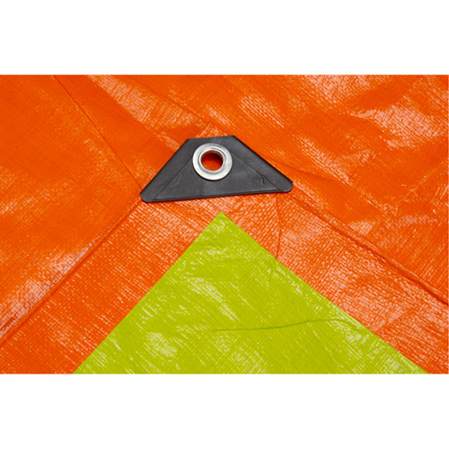 B&acirc;che tiss&eacute;e robuste haute visibilit&eacute;, Poly&eacute;thyl&egrave;ne, Vert/Orange, 16' x 20' x 12 mils Equipex