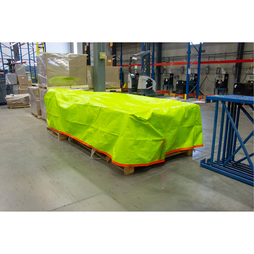 B&acirc;che tiss&eacute;e robuste haute visibilit&eacute;, Poly&eacute;thyl&egrave;ne, Vert/Orange, 16' x 20' x 12 mils Equipex