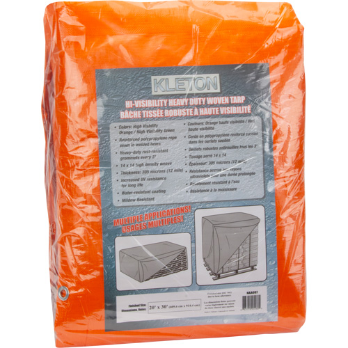High-Visibility Heavy-Duty Woven Tarp, Polyethylene, Green/Orange, 20' x 30' x 12 mils Equipex