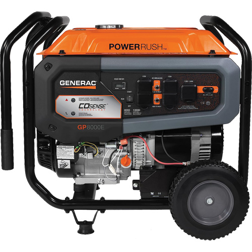 Portable Generator with COsense&reg; Technology, 10000 W Surge, 8000 W Rated, 120 V/240 V, 7.9 gal. Tank Equipex