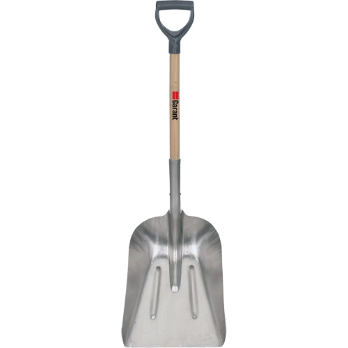 #8 Grain Scoop Shovel, Wood, Aluminum Blade, D-Grip Handle, 29" Length Equipex