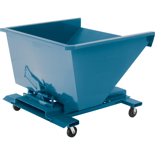 Self-Dumping Hopper, Steel, 1 cu.yd., Blue Equipex