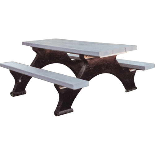 Tables de pique-nique en plastique recycl&eacute;, 6' lo x 62-1/4" la, Gris Equipex