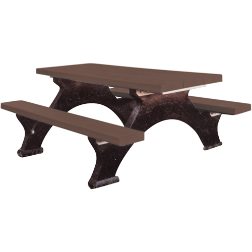 Recycled Plastic Picnic Tables, 8' L x 62-1/4" W, Brown Equipex