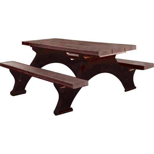 Tables de pique-nique en plastique recycl&eacute;, 8' lo x 61-1/2" la, Brun Equipex