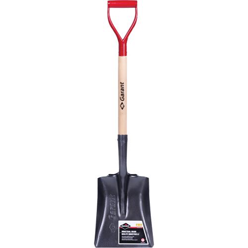 Pro Square Point Shovel, Wood, Tempered Steel Blade, D-Grip Handle, 27-3/4" Long Equipex