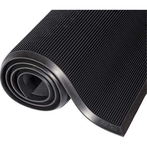 Tapis Mat-A-Dor, Caoutchouc, Grattoir Type, Motif Style pointe de doigt, 2-2/3' x 3-1/4', Noir Equipex