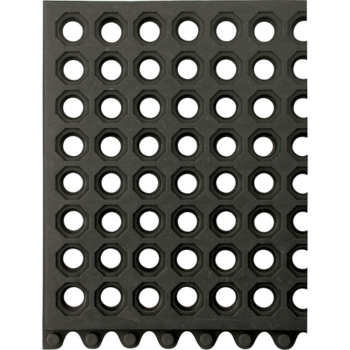 24/Seven&reg; Matting, Rubber, 3' W x 3' L, 5/8" Thick, Black Equipex