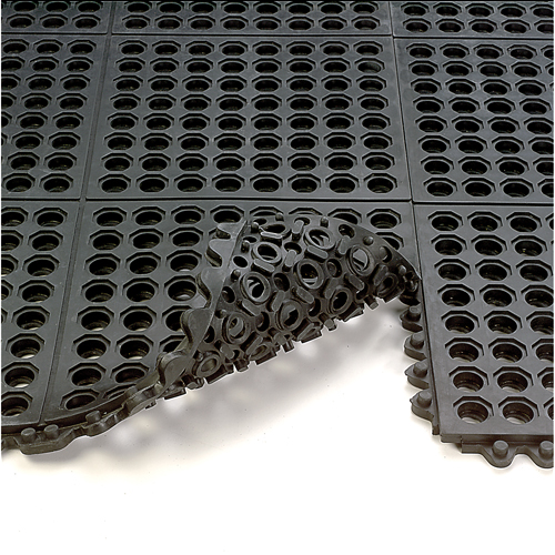 24/Seven&reg; Matting, Rubber, 3' W x 3' L, 5/8" Thick, Black Equipex