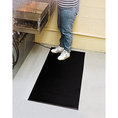 Tapis Comfort-King antistatique, 3' la x 60' lo x 3/8" &eacute;p, Rugueux, Noir Equipex