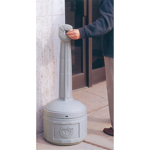 Smokers Cease-Fire&reg; Cigarette Butt Receptacle, Free-Standing, Plastic, 4 US gal. Capacity, 38-1/2" Height Equipex
