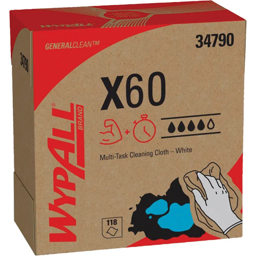 Chiffons X60 WypAll, Tout usage, 16-3/4" lo x 8-3/8" la Equipex