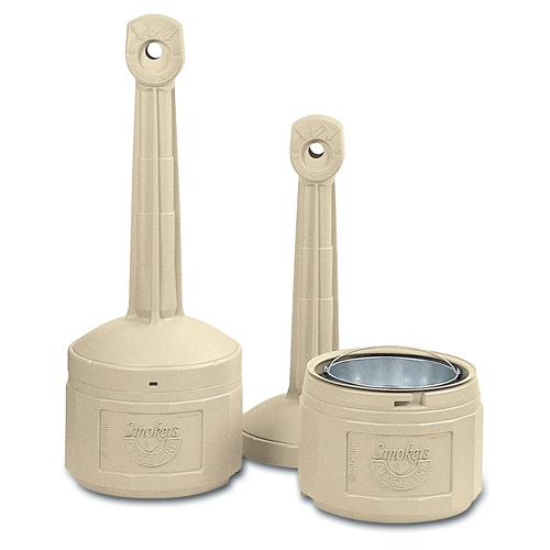 Smokers Cease-Fire&reg; Cigarette Butt Receptacle, Free-Standing, Plastic, 4 US gal. Capacity, 38-1/2" Height Equipex