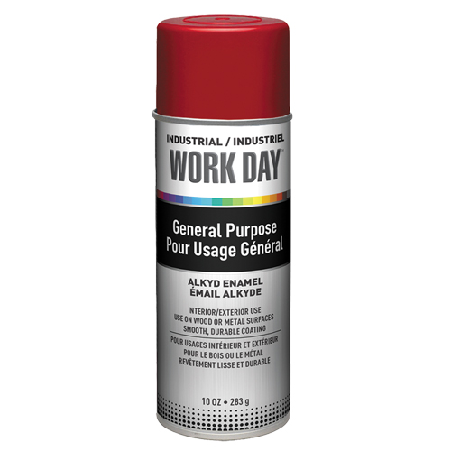 Peinture industrielle Work Day, Rouge, Brillant, 10 oz, Canette a&eacute;rosol Equipex
