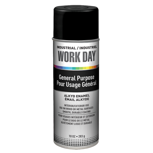 Peinture industrielle Work Day, Noir, Tr&egrave;s mat, 10 oz, Canette a&eacute;rosol Equipex