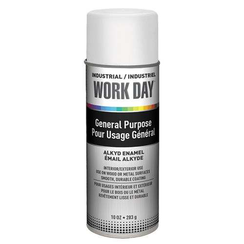 Peinture industrielle Work Day, Blanc, Tr&egrave;s mat, 10 oz, Canette a&eacute;rosol Equipex
