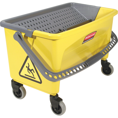 Seaux avec plaque essoreuse pour produits en microfibres, Pression vers le bas, 10,75 gal. US (43 Quart), Jaune Equipex
