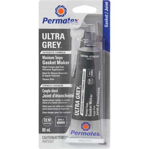 Ultra Grey&reg; Gasket Maker, Tube, 80 ml, -54°C - 260°C/-65°F - 500°F Equipex