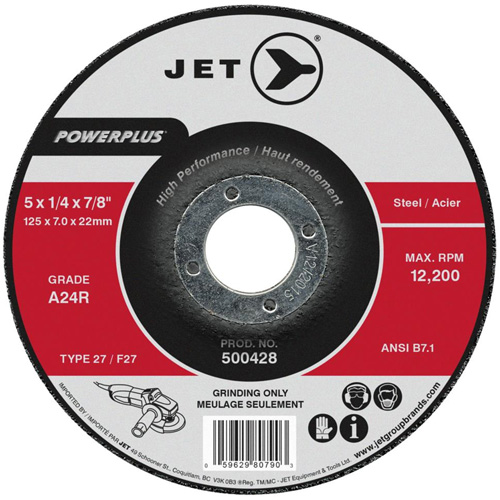 A24R POWERPLUS Grinding Wheel, 4" x 1/4", 5/8" Arbor, Type 27 Equipex