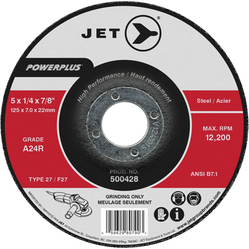 Meule PowerPlus, 7" x 1/4", Arbre 7/8", Oxyde d'aluminium, Type 27 Equipex