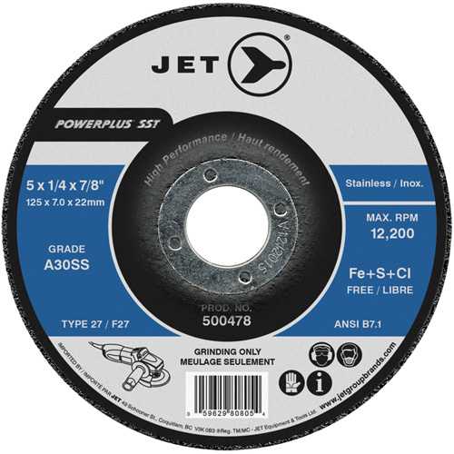 Meule Powerplus SST A30SS, 5" x 1/4", Arbre 7/8", Type T27 Equipex