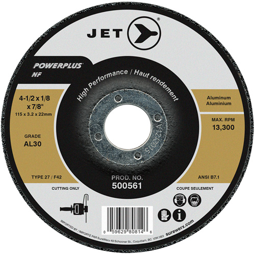 Powerplus NF Cutting Wheel, 4-1/2" x 1/8", 7/8" Arbor, Type 27 Equipex
