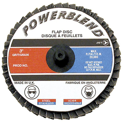 Disque &agrave; lamelles &agrave; rouler POWERBLEND, 2" x Type R, Grain Z120, Alumine de zirconium Equipex