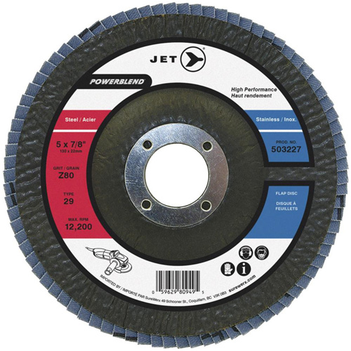 PowerBlend Flap Disc, 7" x 7/8", Type 29, Z40 Grit, Zirconia Alumina Equipex