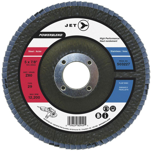 PowerBlend Flap Disc, 7" x 7/8", Type 29, Z60 Grit, Zirconia Alumina Equipex
