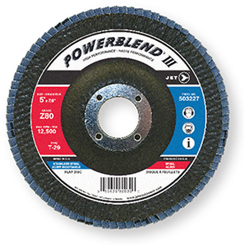 PowerBlend Flap Disc, 7" x 7/8", Type 29, Z120 Grit, Zirconia Alumina Equipex