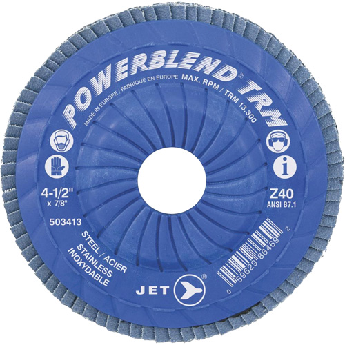 POWERBLEND TRM Trimmable Flap Disc, 5" x 7/8", Type 29, Z60 Grit, Zirconia Alumina Equipex