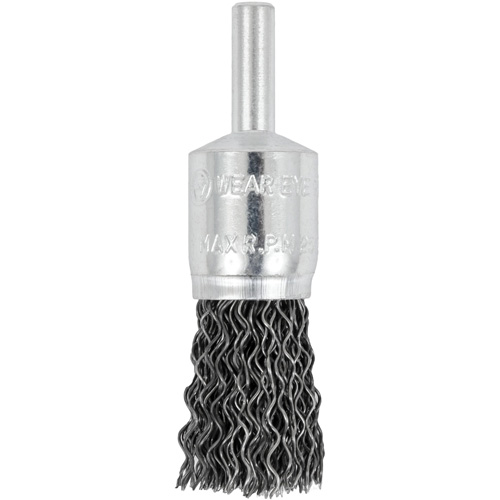 Brosse &agrave; fils cr&ecirc;p&eacute;s mont&eacute;e sur mandrin E050-20, 1/2", Fils 0,02", Tige 1/4" Equipex