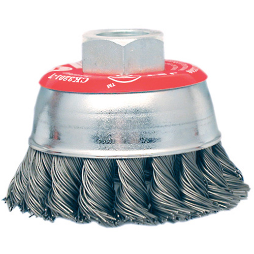 High-Performance Knot Twisted Cup Brush, 3" Dia. x 10mm x 1.25" Arbor Equipex