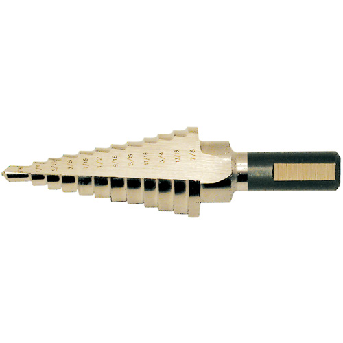 Super Premium Step Drill, 1/8" - 1/2" , 1/32" Increments, High Speed Steel Equipex