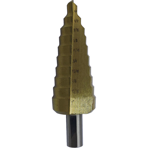 JET-KUT&reg; Super Premium M35 Step Drill, 3/16" - 1/2" , 1/16" Increments, High Speed Steel Equipex