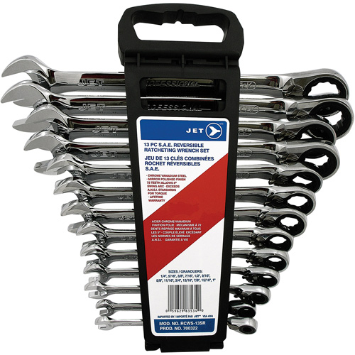 Long Pattern Reversible Wrench Set, Ratcheting Combination, 13 Pieces, Imperial Equipex