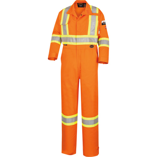 5555 High Visibility FR Rated & Arc Rated Safety Coveralls, Size 36, High Visibility Orange, 11 cal/cm² Equipex
