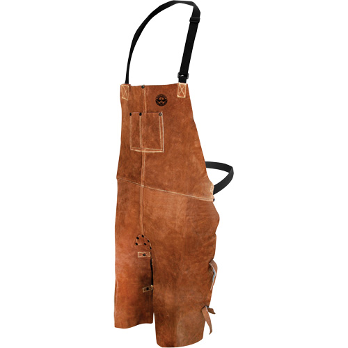 Tablier de soudage en cuir, Salopette &agrave; jambes fendues, 36" lo, Brun Equipex