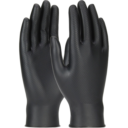 Gants jetables ambidextres Grippaz Skins, Grand, Nitrile, 6 mils, Sans poudre, Noir Equipex