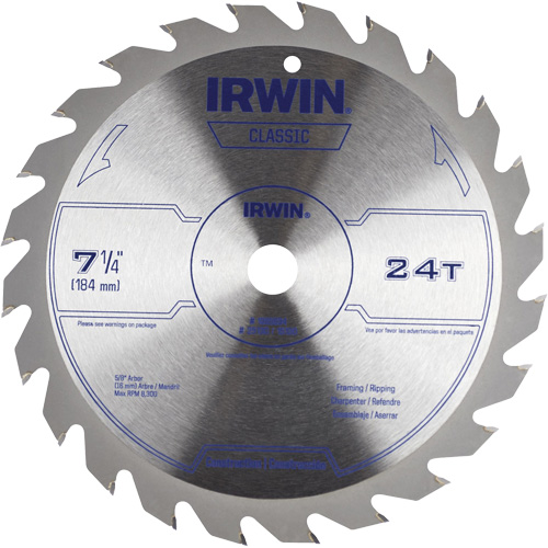 Classic Series Circular Saw Blade, 7-1/4", 24 Teeth, Wood Use Equipex