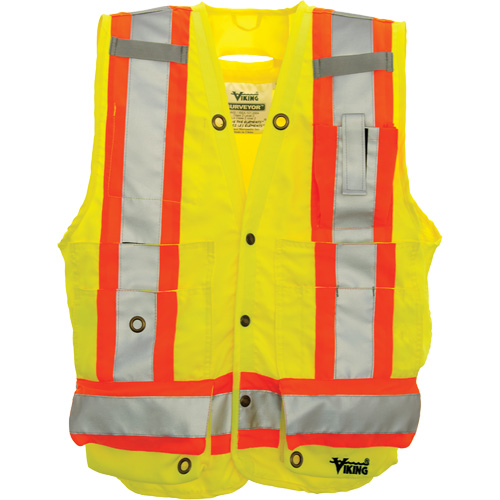 Veste de s&eacute;curit&eacute; pour arpenteur, Jaune lime haute visibilit&eacute;, Grand, Polyester Equipex